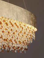 Crystal Chandelier: Modern Circular Design for Living Room, Lobby, Kitchen Island.