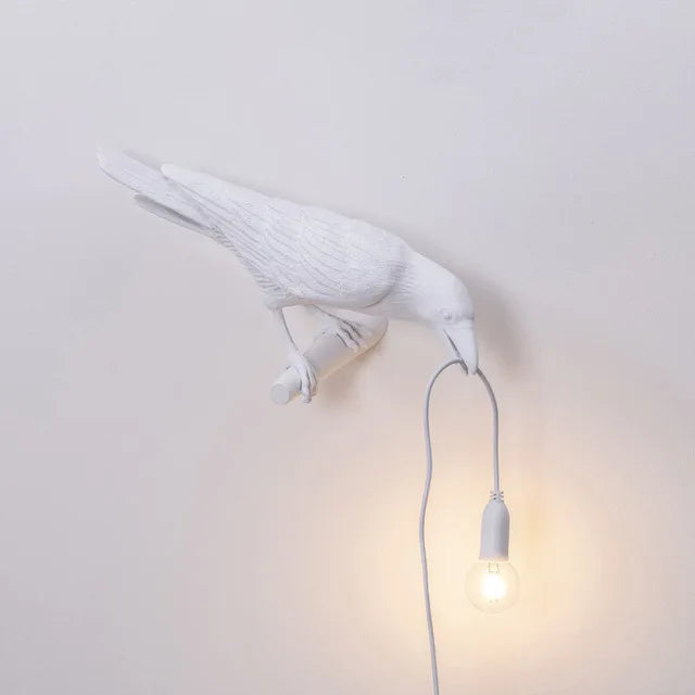 Designer Bird Wall Lamp Modern Resin White Black LED Light Bedroom Living Room