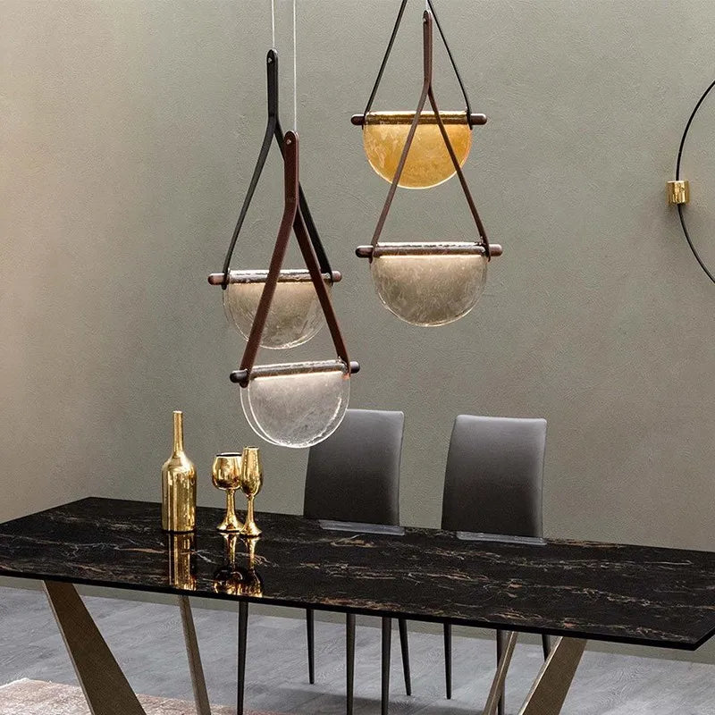 Modern Gray Amber Clear Glass Pendant Lamp for Bedroom Living Room