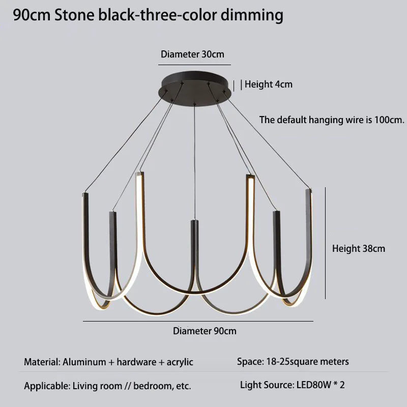 Modern U Shape LED Chandelier for Dining Living Kitchen Island Lighting