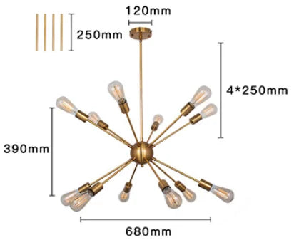 Gold Satellite Pendant LED Ceiling Lamp for Modern Living Room & Kitchen Decor