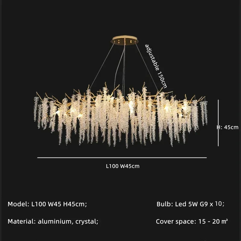 Gold Aluminium Branch Pendant Light Chandelier for Modern Dining Room Decor