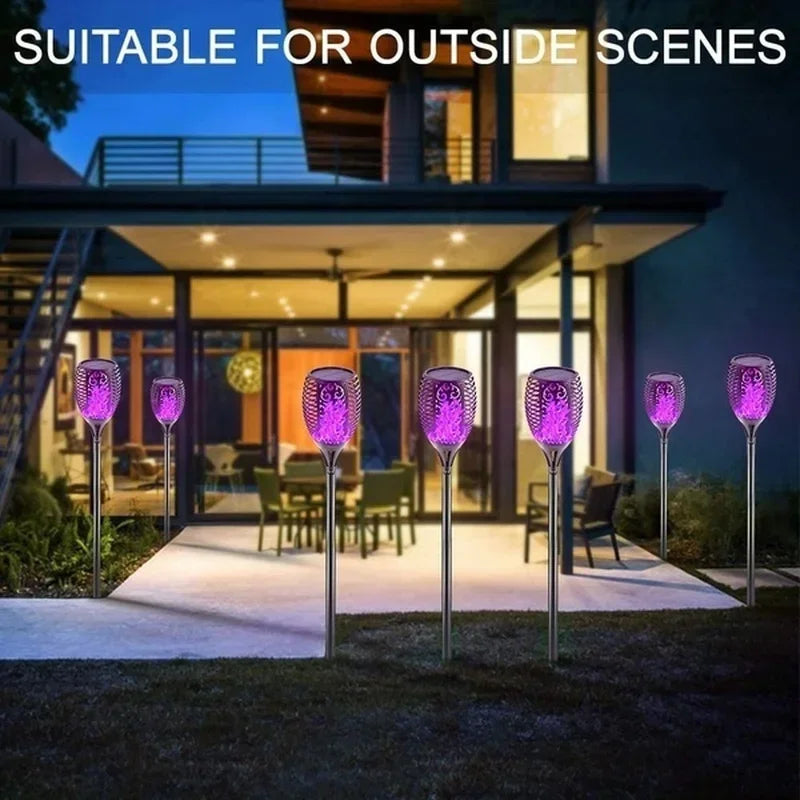 Solar Flame Torch Lights - Waterproof Outdoor Garden Decoration - 5 Color Options