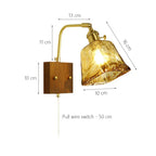 Wooden Brass Glass Wall Lamp Modern Bedroom Bedside Light