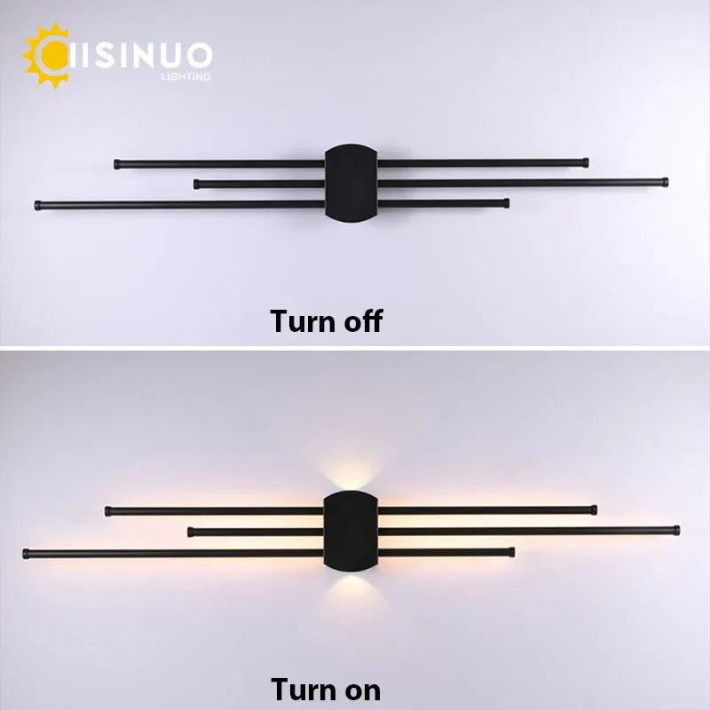 Black Iron LED Wall Lamp for Living Room, Bedside, TV Background - 110v 240v