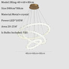 Nordic K9 Crystal Round LED Chandelier for Home, Hotel, & Office