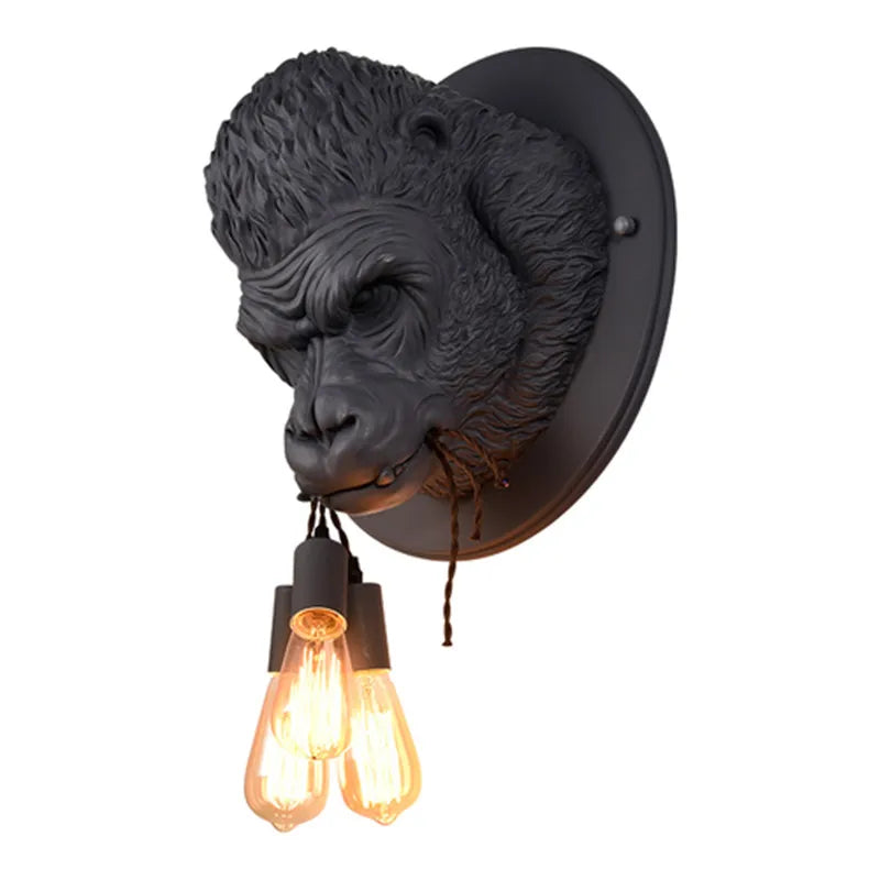 Gorilla Resin Wall Lamp: Modern Retro Animal LED Home Decor Bedside Lighting