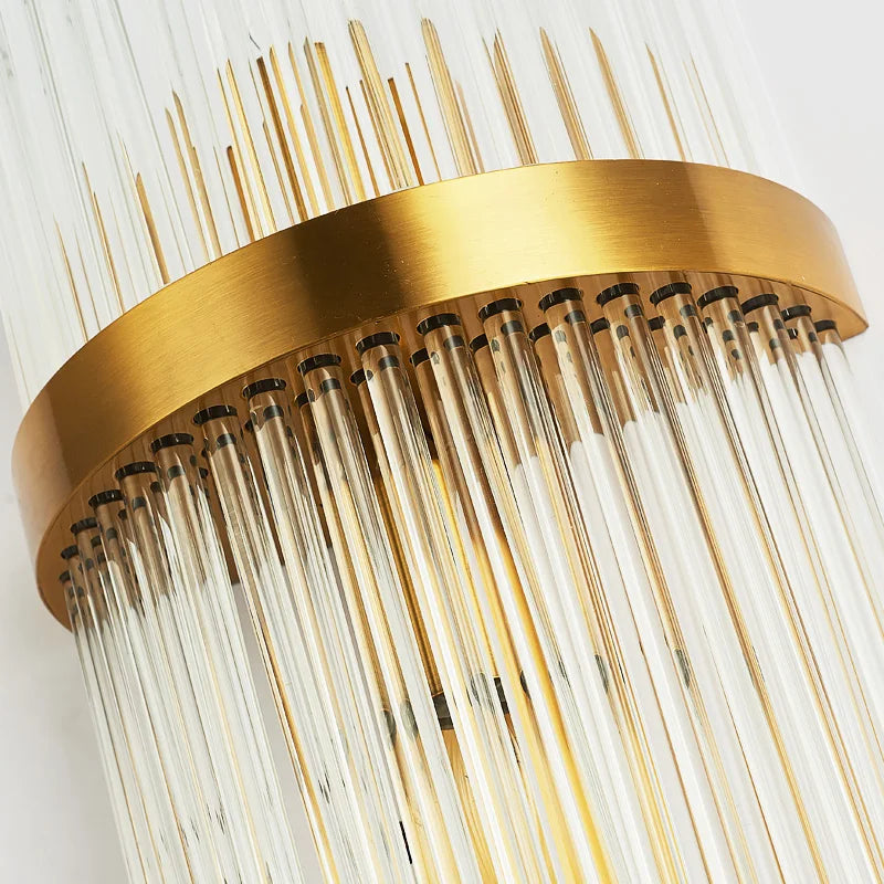 Crystal Wall Lamp: Elegant Golden LED Sconce for Bedroom, Living Room & Bathroom