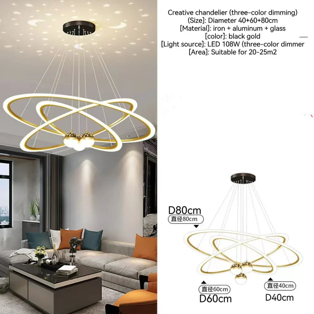 Modern Nordic Indoor LED Starry Sky Ceiling Chandelier