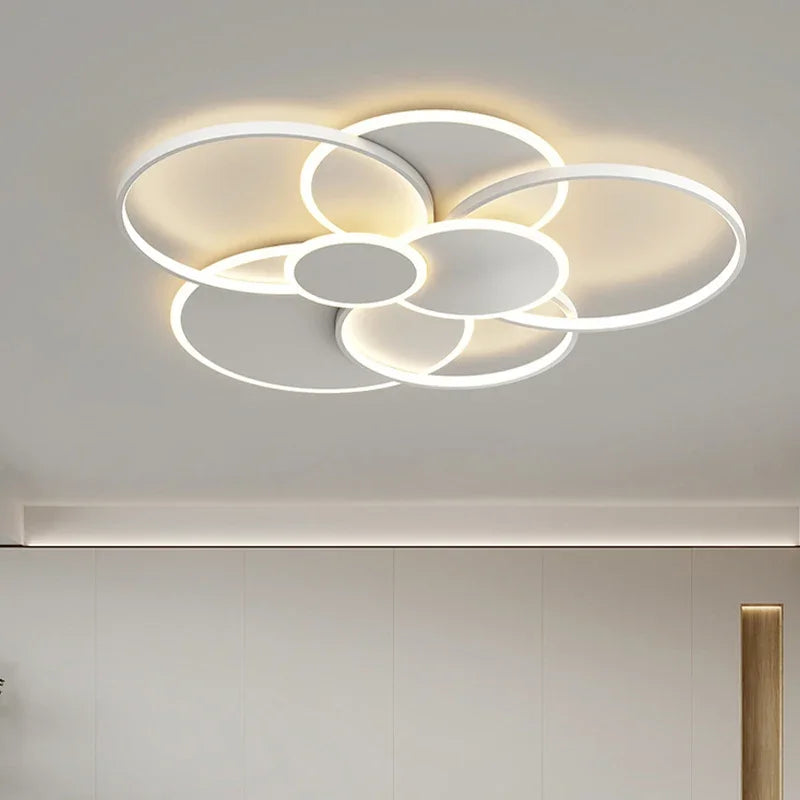Modern Circles LED Dimmable Chandelier: Minimalist Nordic Living Room & Bedroom Lighting