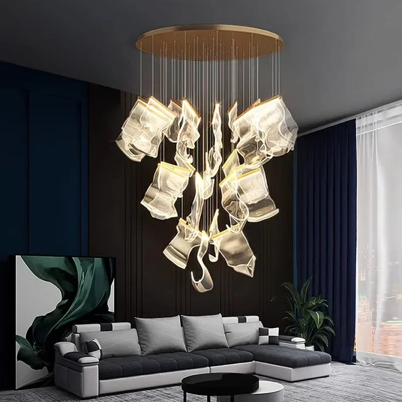 Modern Acrylic Leaf Dimmable LED Chandelier for Luxury Home Decor