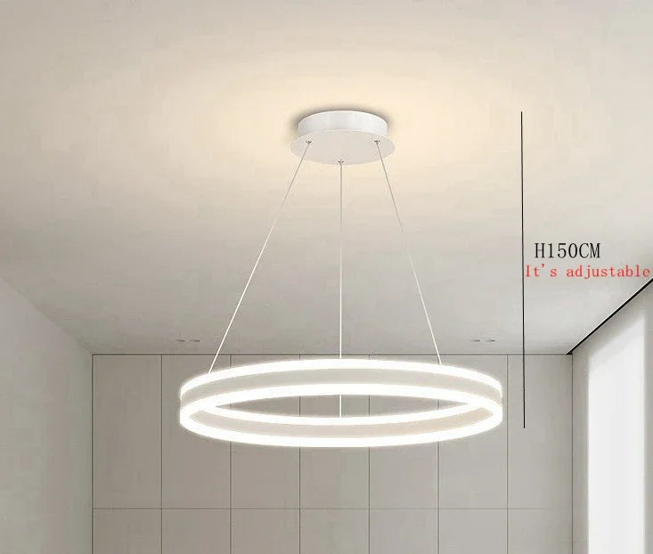 Modern Black Ring LED Chandelier for Home Decor Lighting