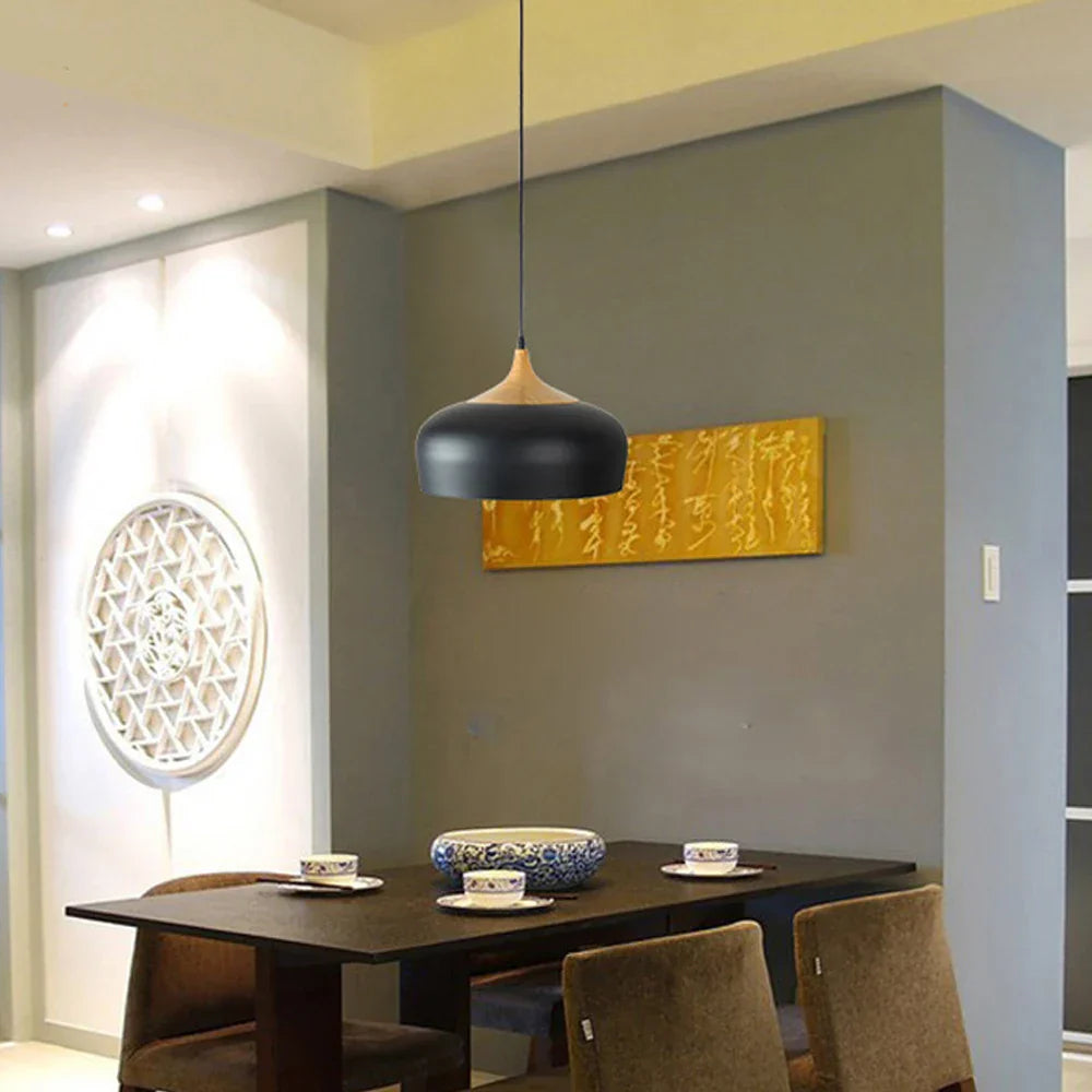Nordic Wood Pendant Lights LED E27 for Kitchen Dining Bedroom - Ceiling Chandelier