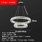 Round Crystal Ceiling Chandelier for Kitchen Dining Room LED Lighting Fixtures