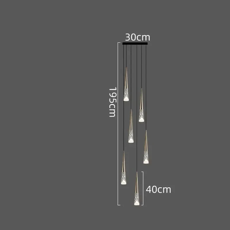 LED Rain Drop Chandelier Staircase Pendant Light Fixture Modern Nordic Design