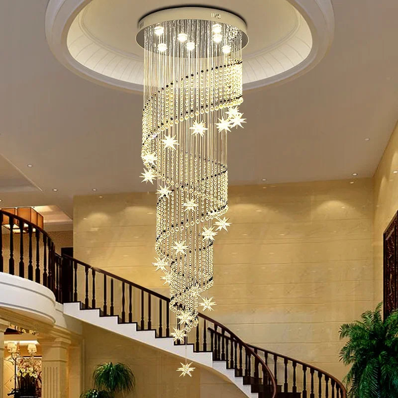 Crystal Chandelier: Modern Luxury LED Hanging Light for Staircase, Living Room, Hallway