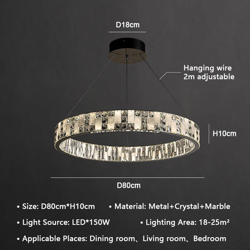 Crystal Lustre Circle Chandelier LED Lights - Modern Luxury Minimalism décor