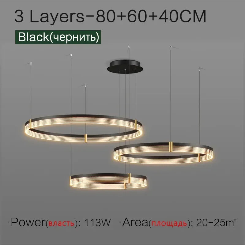 Luxury Ring Pendant Light for Modern Living Room, Bedroom, Dining Room décor