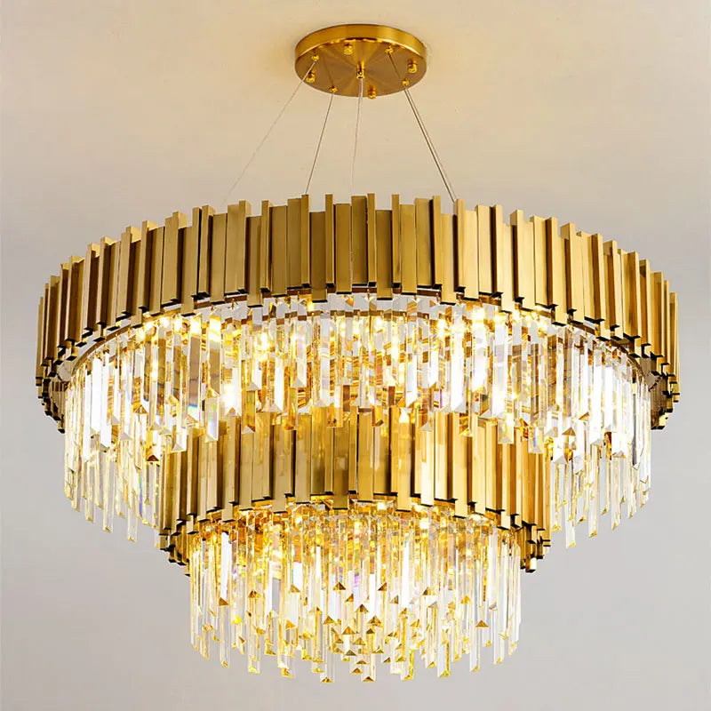 Crystal Chandelier: Elegant Villa Pendant Lights for Living Room and Bedroom