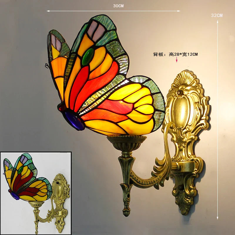 Butterfly Stained Glass Wall Sconces for Home Living Room Bedroom Lighting