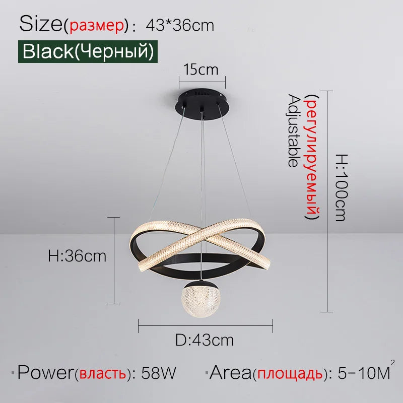 Modern Art Three-Head Chandelier for Dining Room and Bedroom