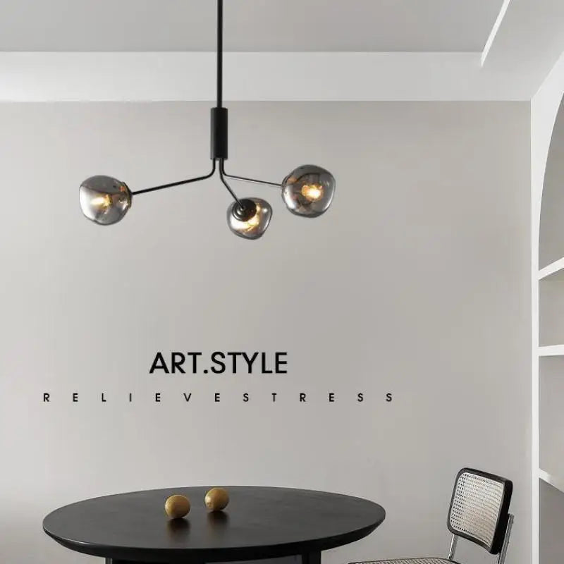 Gray Lava Glass Chandelier LED Pendant Light Modern Nordic Design