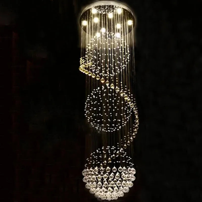 Modern Spiral Crystal LED Chandelier for Dining Room, Living Room, Staircase & Bedroom