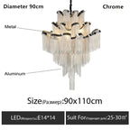 Luxury Tassel Chandelier: Elegant Aluminum Chain LED Lighting for Living Room Loft Villa