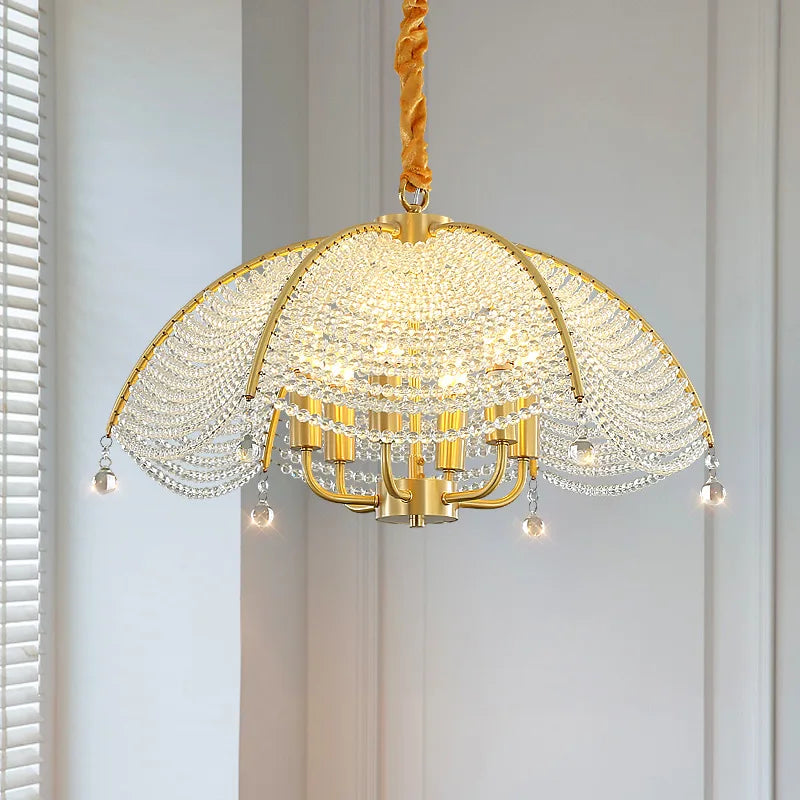Copper Crystal Chandelier: Luxurious New American French Style Livingroom Lighting