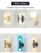 Scandinavian Brass Wall Sconce Glass Shade for Modern Living Room Lighting