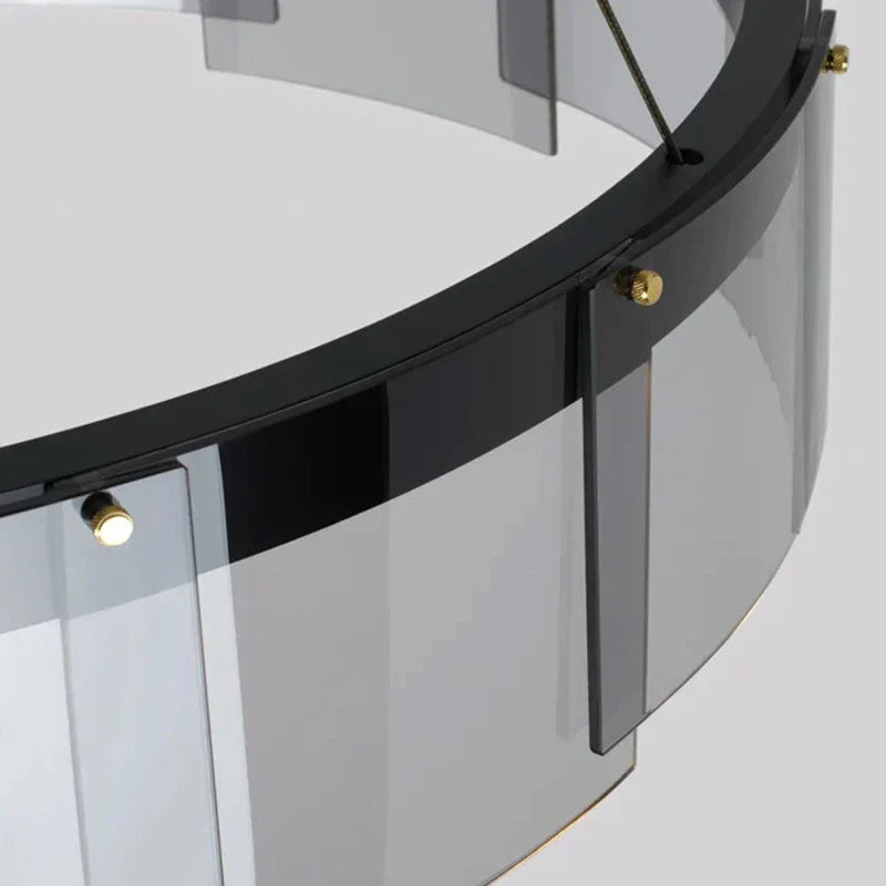 Glass Circle LED Pendant Light: Stratos Luxury Chandelier for Kitchen Island