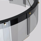 Glass Circle LED Pendant Light: Stratos Luxury Chandelier for Kitchen Island