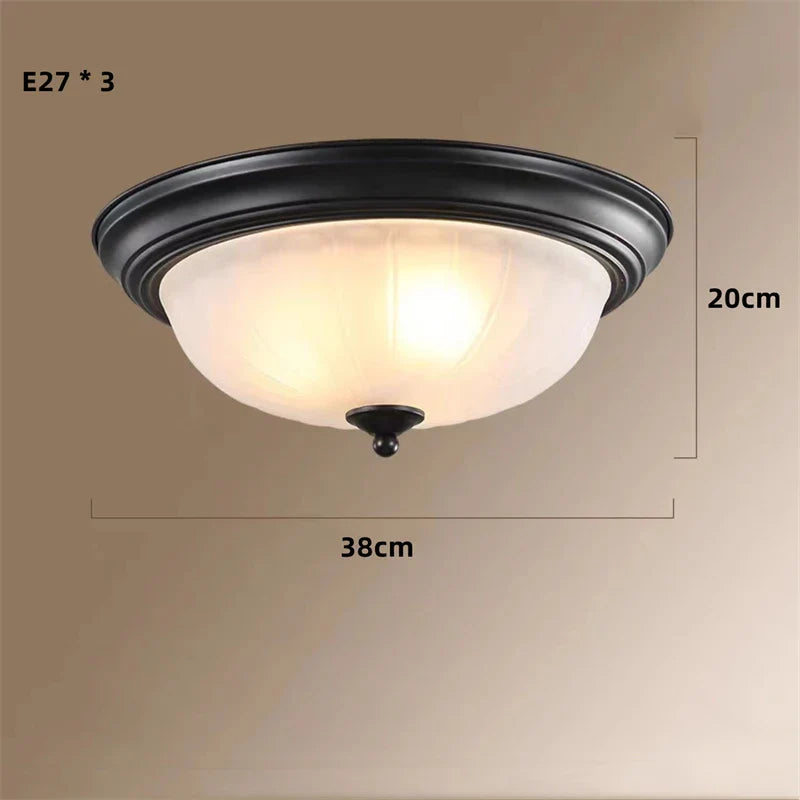 Black Bronze Ceiling Light with Frosted Glass Shade for Bedroom and Kitchen