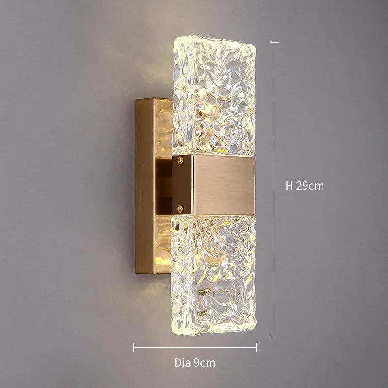 Crystal Gold LED Wall Sconce Modern Light for Bedroom Living Room Home Decor