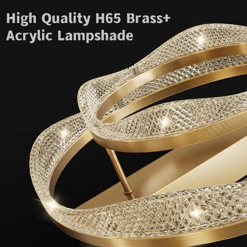 Nordic Brass LED Ceiling Chandelier Light for Living Room, Bedroom, Foyer