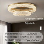 Nordic Copper Round Brass LED Ceiling Light for Living Room, Kitchen, Bedroom - Surface Mount