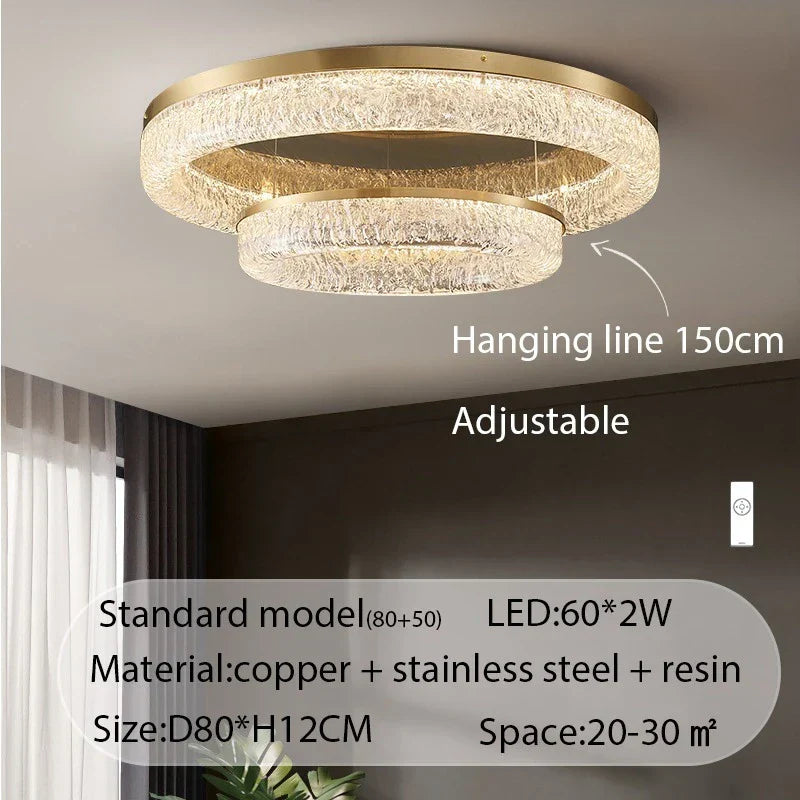 Nordic Copper Round Brass LED Ceiling Light for Living Room, Kitchen, Bedroom - Surface Mount