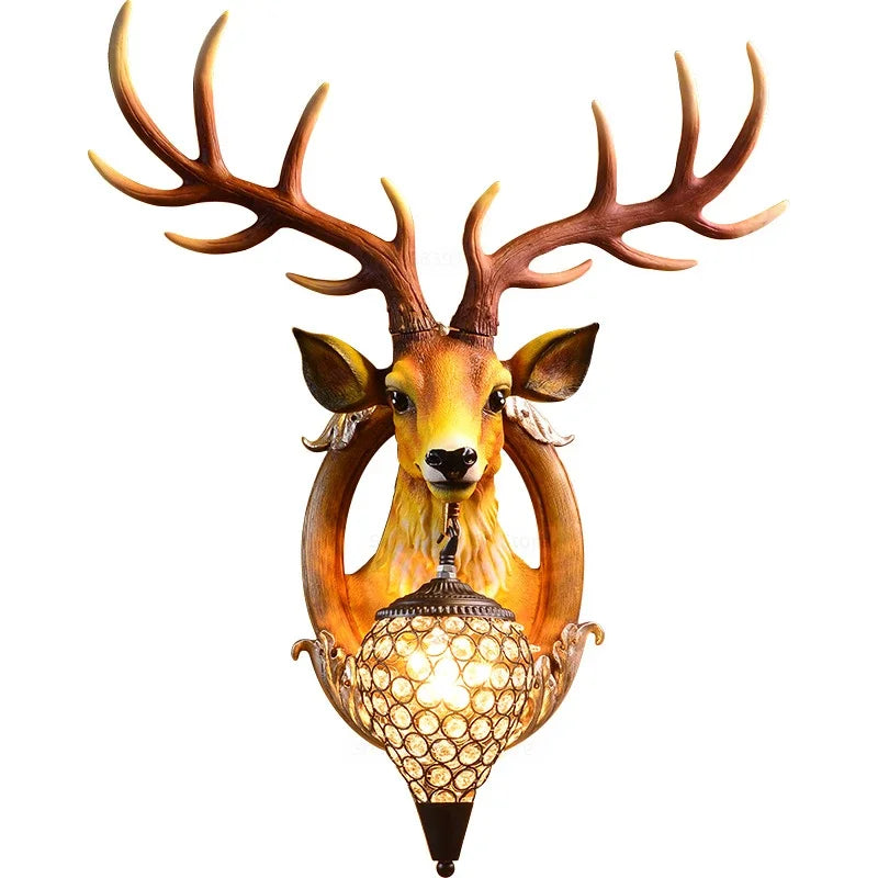 Modern Deer Head LED Wall Sconce Light for Luxury Living Room Decor