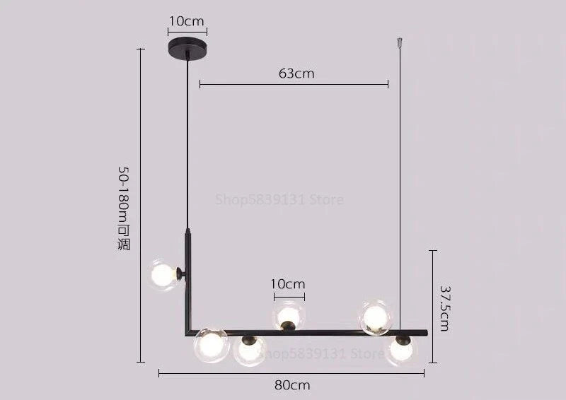 Glass Ball LED Chandelier: Modern Long Pendant Lighting for Living Room and Shop