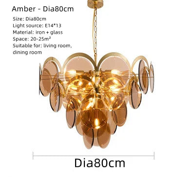 Smoke Grey Glass Ceiling Chandelier - Nordic Modern Indoor Style Lighting