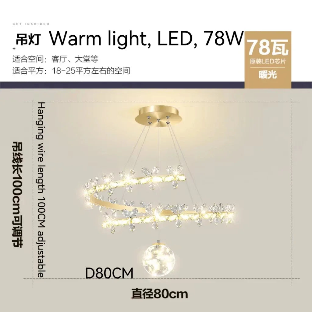 Crystal Flower Gold Ceiling Chandelier: Modern Luxury Nordic Living Room Light