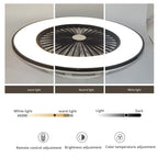 Modern Black 56cm Round Ceiling Fan with LED Light and Remote Control