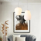 Glass Cocoon Pendant Light for Kitchen Dining Table, E27 LED Hanging Lamp