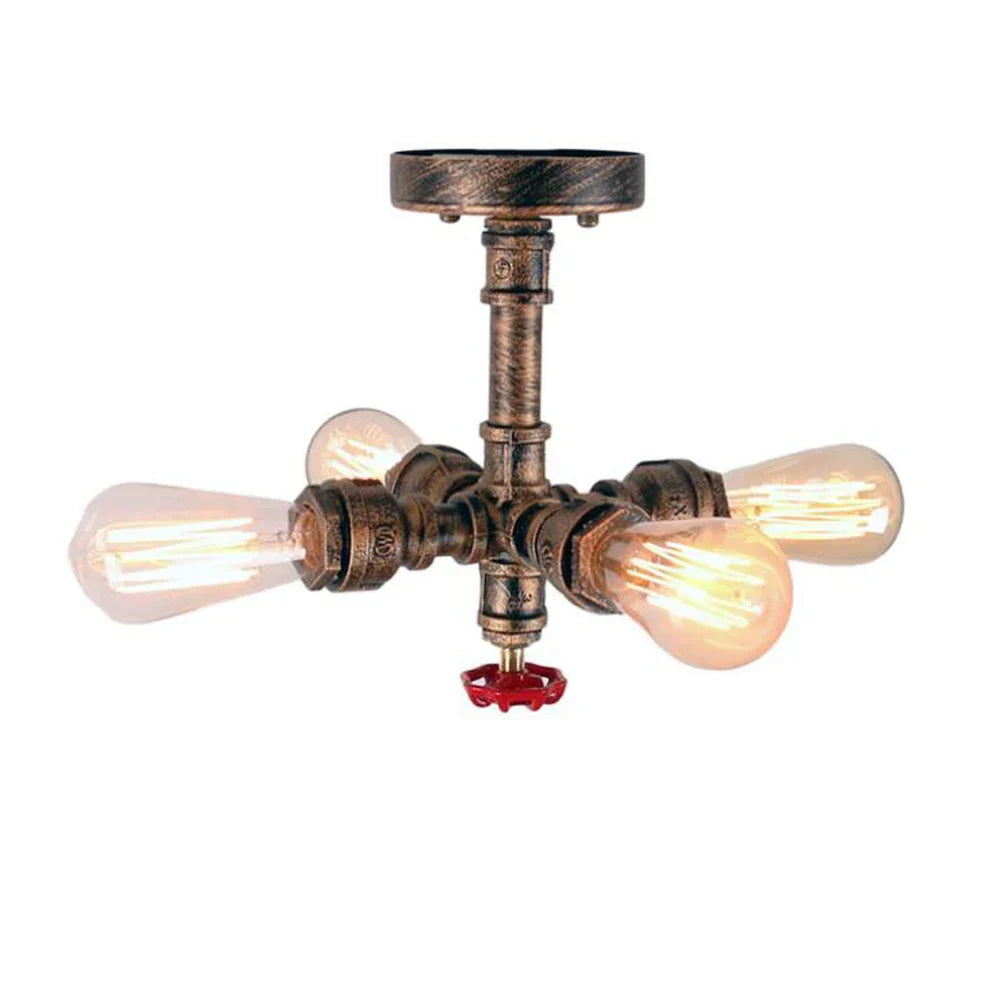 Industrial Water Pipe Ceiling Light Fixture for Living Room and Restaurant Decor