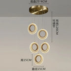 Crystal Ring LED Chandelier: Modern Gold Kitchen Lighting for Staircase, Simple Indoor Hanging Lamp