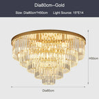 Black Gold Crystal Ceiling Chandelier: Modern LED Pendant Light for Luxe Living Spaces