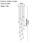 Nordic Revolving Crystal Chandelier for Living Room Dining Room Staircase