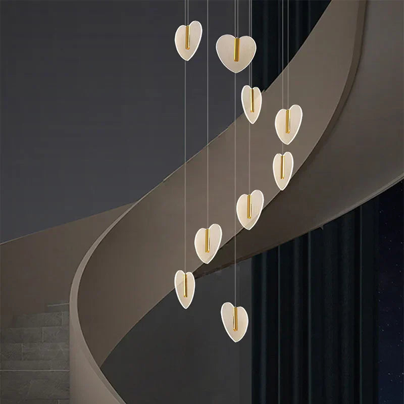 Love Chandelier: Luxury Crystal Gold Lighting for Staircase & Living Room