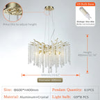Luxury Crystal Tassel Pendant Chandelier for Living Room Dining Hotel Hall