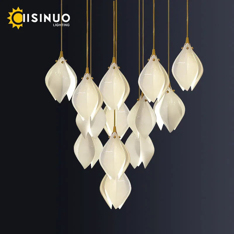Magnolia Chandelier: Luxury Adjustable Pendant Light for Staircase, Restaurant, Bedroom